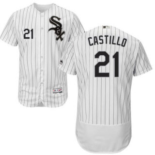 White Sox #21 Welington Castillo White(Black Strip) Flexbase Authentic Collection Stitched Baseball Jersey