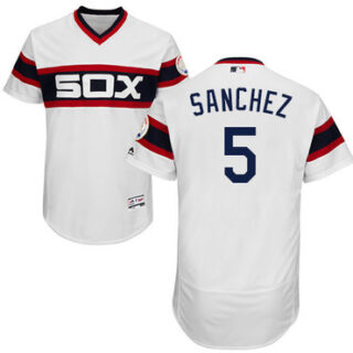 White Sox #5 Yolmer Sanchez White Flexbase Authentic Collection Alternate Home Stitched Baseball Jerseys