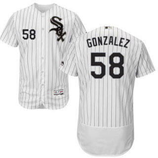 White Sox #58 Miguel Gonzalez White(Black Strip) Flexbase Authentic Collection Stitched Baseball Jerseys