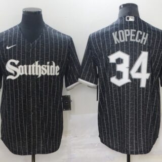 White Sox 34 Michael Kopech Black 2021 City Connect Cool Base Jersey