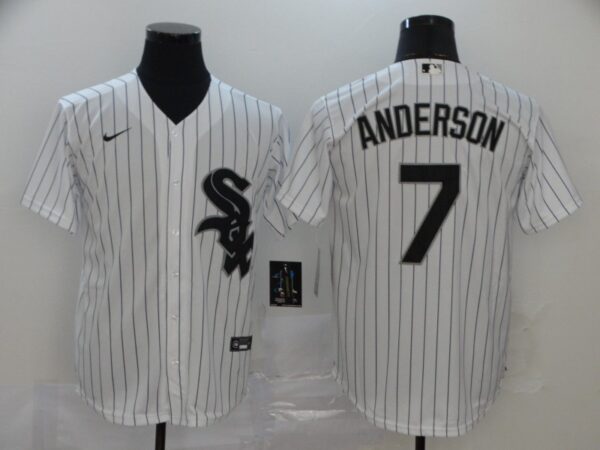 White Sox 7 Tim Anderson White 2020 Nike Cool Base Jersey