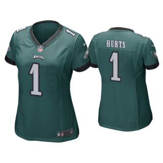 Women #1 Jalen Hurts Eagles Jersey Green Jersey