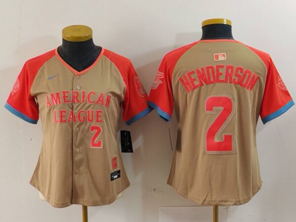 Women's American League #2 Gunnar Henderson Cream 2024 All-Star Limited Stitched Baseball Jersey(Run Small)