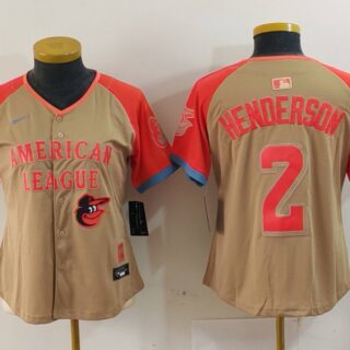 Women's American League #2 Gunnar Henderson Cream 2024 All-Star Limited Stitched Baseball Jersey(Run Small)