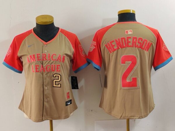 Women's American League #2 Gunnar Henderson Cream 2024 All-Star Limited Stitched Baseball Jersey(Run Small)