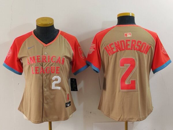 Women's American League #2 Gunnar Henderson Cream 2024 All-Star Limited Stitched Baseball Jersey(Run Small)
