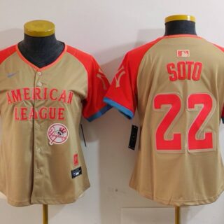 Women's American League #22 Juan Soto Cream 2024 All-Star Limited Stitched Baseball Jersey(Run Small)