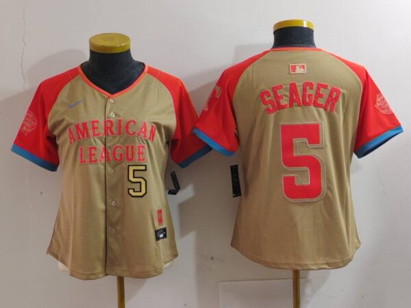 Women's American League #5 Corey Seager Cream 2024 All-Star Limited Stitched Baseball Jersey(Run Small)