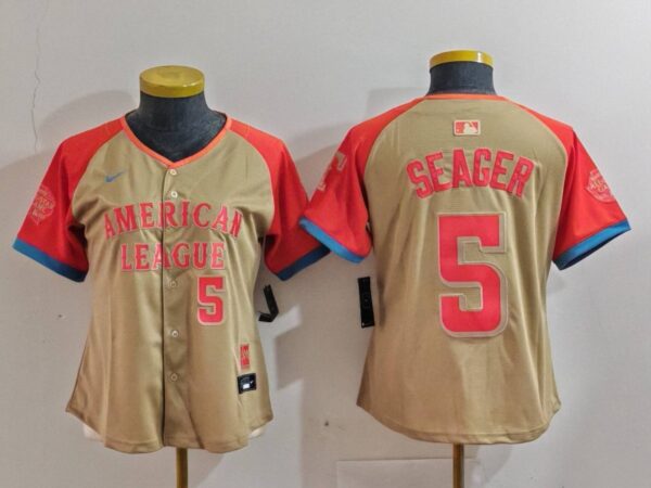 Women's American League #5 Corey Seager Cream 2024 All-Star Limited Stitched Baseball Jersey(Run Small)