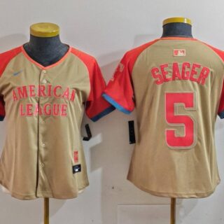Women's American League #5 Corey Seager Cream 2024 All-Star Limited Stitched Baseball Jersey(Run Small)