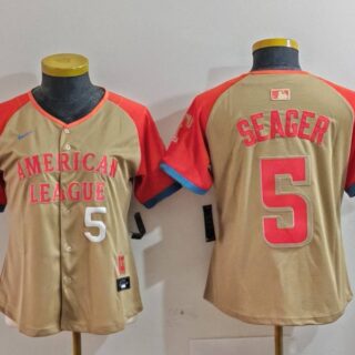 Women's American League #5 Corey Seager Cream 2024 All-Star Limited Stitched Baseball Jersey(Run Small)