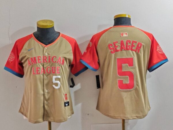 Women's American League #5 Corey Seager Cream 2024 All-Star Limited Stitched Baseball Jersey(Run Small)