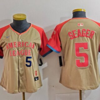 Women's American League #5 Corey Seager Cream 2024 All-Star Limited Stitched Baseball Jersey(Run Small)
