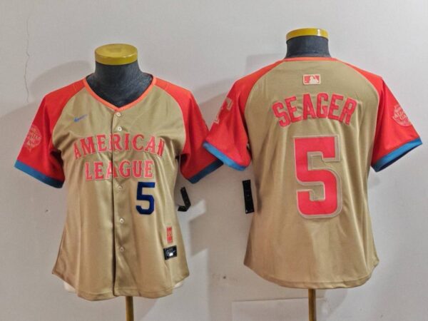 Women's American League #5 Corey Seager Cream 2024 All-Star Limited Stitched Baseball Jersey(Run Small)