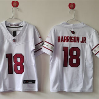 Women's Arizona Cardinals #18 Marvin Harrison Jr White 2024 F.U.S.E Stitched Jersey(Run Small)