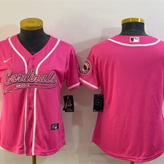 Women's Arizona Cardinals Blank Pink With Patch Cool Base Stitched Baseball Jersey(Run Small)