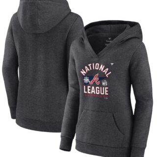 Women's Atlanta Braves 2021 Heathered Charcoal American League Champions Locker Room Pullover Hoodie(Run Small)