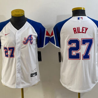 Women's Atlanta Braves #27 Austin Riley White 2023 City Connect With Patch Stitched