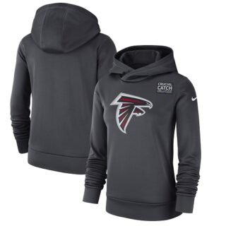 Women's Atlanta Falcons Nike Anthracite Crucial Catch Performance Pullover Hoodie