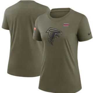 Women's Atlanta Falcons Olive 2021 Salute To Service T-Shirt (Run Small)