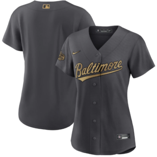 Women's Baltimore Orioles Blank 2022 All-Star Charcoal Stitched Baseball Jersey(Run Small)