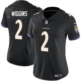Women's Baltimore Ravens #2 Nate Wiggins Black 2024 Draft Football Jersey(Run Small)