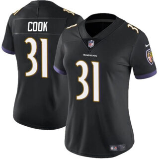 Women's Baltimore Ravens #31 Dalvin Cook Black Football Jersey(Run Small)