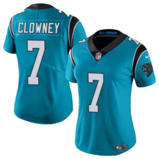 Women's Carolina Panthers #7 Jadeveon Clowney Blue Stitched Jersey(Run Small)
