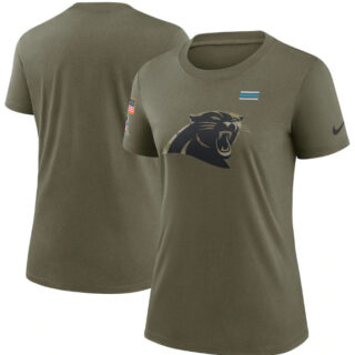 Women's Carolina Panthers Olive 2021 Salute To Service T-Shirt (Run Small)