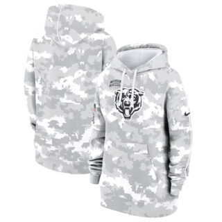 Women's Chicago Bears 2024 Arctic Camo Salute To Service Club Fleece Pullover Hoodie(Run Small)