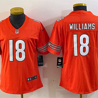 Women's Chicago Bears #18 Caleb Williams Orange 2024 Draft Vapor Stitched Jersey(Run Small)