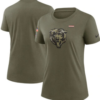 Women's Chicago Bears Olive 2021 Salute To Service T-Shirt (Run Small)