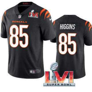 Women's Cincinnati Bengals #85 Tee Higgins 2022 Black Super Bowl LVI Vapor Limited Stitched Jersey