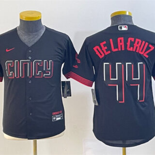 Women's Cincinnati Reds #44 Elly De La Cruz Black 2023 City Connect Stitched Baseball Jersey(Run Small)