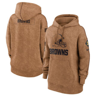 Women's Cleveland Browns 2023 Brown Salute To Service Pullover Hoodie(Run Small)