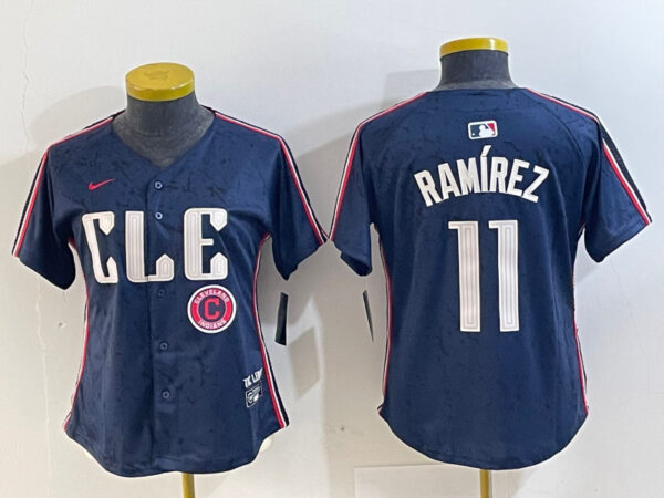 Women's Cleveland Guardians #11 José Ramírez Navy 2024 City Connect Limited Stitched Baseball Jerseys