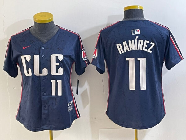 Women's Cleveland Guardians #11 José Ramírez Navy 2024 City Connect Limited Stitched Baseball Jerseys