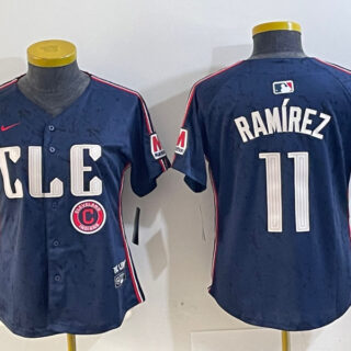 Women's Cleveland Guardians #11 José Ramírez Navy 2024 City Connect Limited Stitched Baseball Jerseys