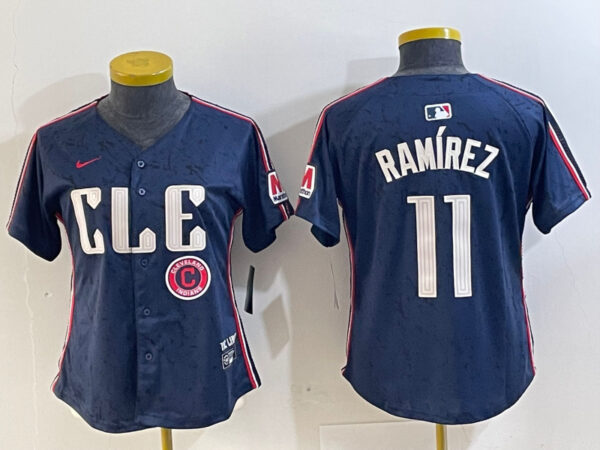 Women's Cleveland Guardians #11 José Ramírez Navy 2024 City Connect Limited Stitched Baseball Jerseys