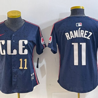 Women's Cleveland Guardians #11 José Ramírez Navy 2024 City Connect Limited Stitched Baseball Jerseys