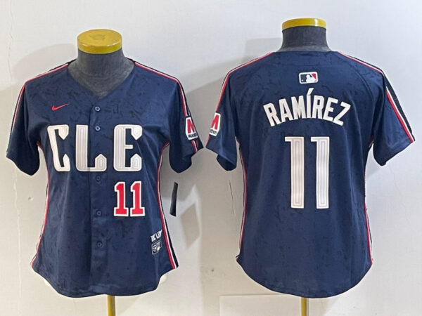 Women's Cleveland Guardians #11 José Ramírez Navy 2024 City Connect Limited Stitched Baseball Jerseys