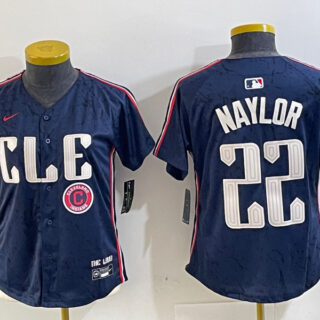 Women's Cleveland Guardians #22 Josh Naylor Navy 2024 City Connect Limited Stitched Jerseys