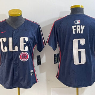 Women's Cleveland Guardians #6 David Fry Navy 2024 City Connect Limited Stitched Jerseys