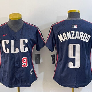 Women's Cleveland Guardians #9 Kyle Manzardo Navy 2024 City Connect Stitched Baseball Jersey(Run Small)