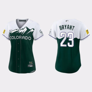 Women's Colorado Rockies #23 Kris Bryant 2022 Green City Connect Stitched Baseball