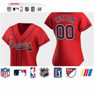 Women's Custom Atlanta Braves 2020 Red Alternate Replica Jersey