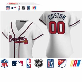 Women's Custom Atlanta Braves 2020 White Home Replica Jersey