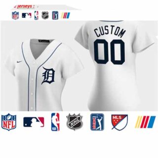 Women's Custom Detroit Tigers 2020 White Home Replica Jersey