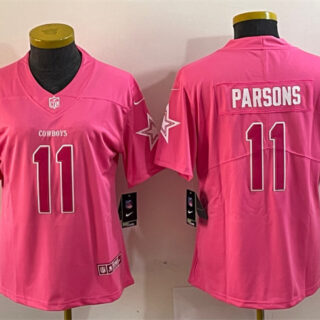 Women's Dallas Cowboys #11 Micah Parsons Pink Vapor Untouchable Limited Stitched Jersey(Run Small)