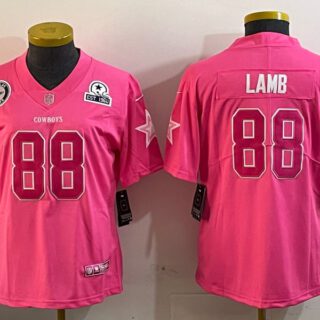 Women's Dallas Cowboys #88 CeeDee Lamb Pink Vapor Untouchable Limited Stitched Football Jersey(Run Small)